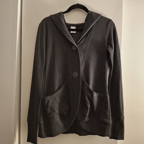 Jockey Women's Gray Button Front Hoodie with Classic V-Neck Design - Picture 1 of 8